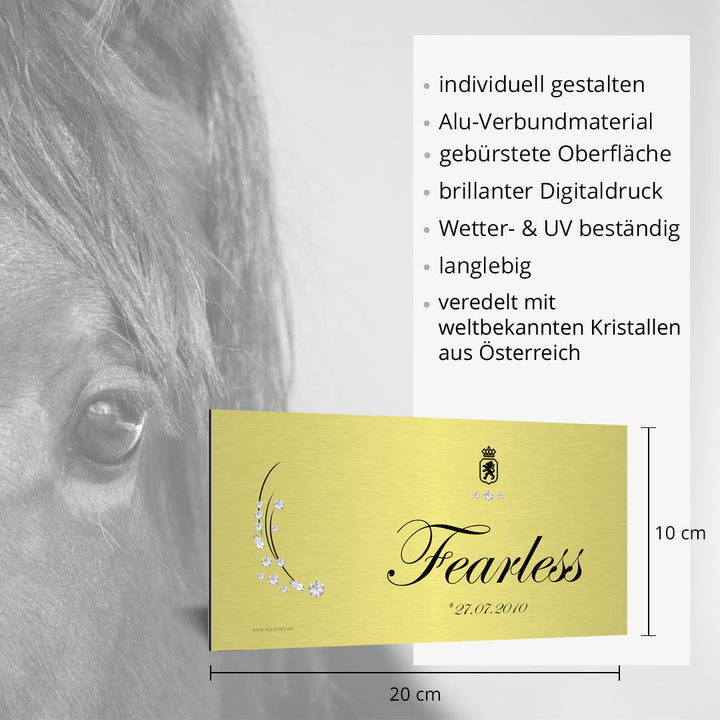 Boxenschild Fidermark veredelt mit weltbekannten Kristallen aus Österreich - EQUIMEA