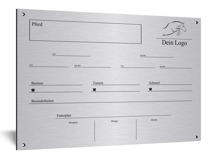 Boxenschild für Pensionsstall, 30 x 20 cm, "Metallic" - EQUIMEA