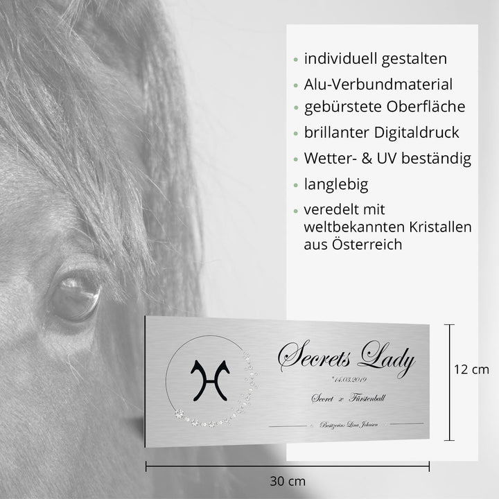 Boxenschild Secret veredelt mit weltbekannten Kristallen aus Österreich - EQUIMEA