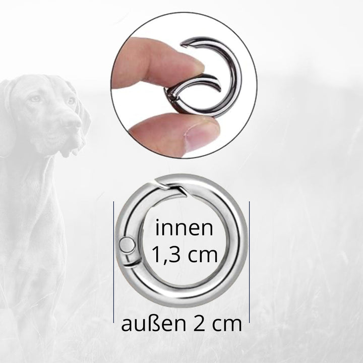 Outdoor Mini - Karabiner - Ring (2 cm) für Hunde - und Pferdemarken - EQUIMEA